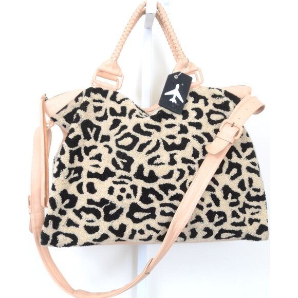 Cleobella Soho Weekender Leopard Handbag Carry-On Travel Bag Crossbody Purse